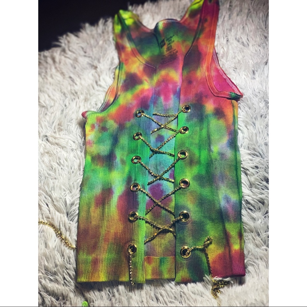 Tie dye chain cropped top